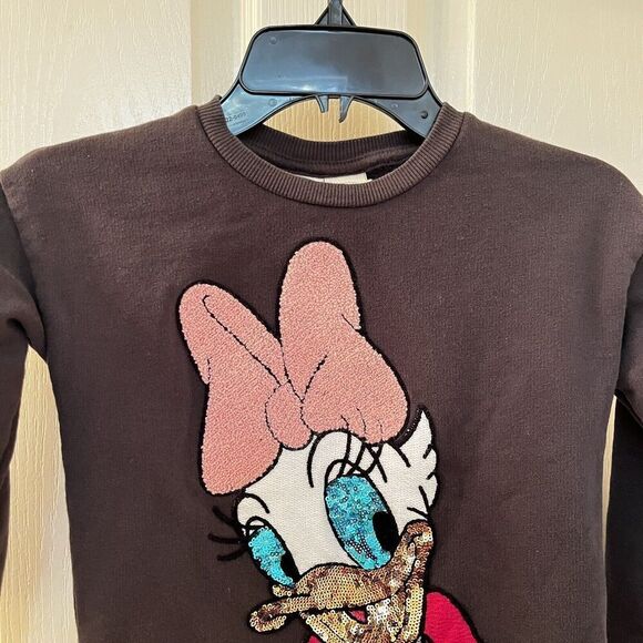 Zara Girls Disney Daisy Duck Sequin Applique Sweatshirt Size 6 - Picture 2 of 14